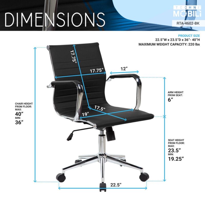 Techni Mobili Modern Executive Desk Chair - Image 7