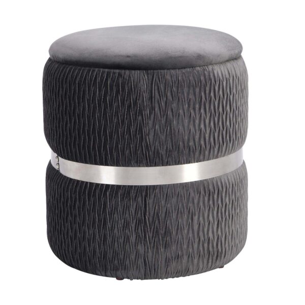 Techni Mobili Modern Velvet Round Ottoman