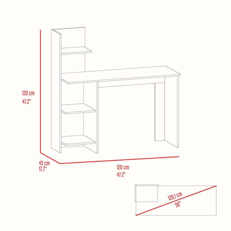 Tecoa Writing Desk, Four Shelves - Image 3