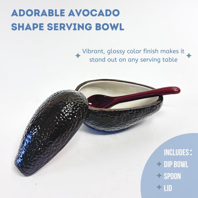 Textured Ceramic Avocado Shape Serving Bowl Set - Image 5