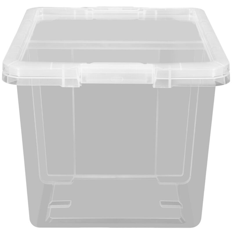 The Home Edit 70 Quart Clear Plastic Storage Bin with Divider, Adult, Set of 4 - Image 7
