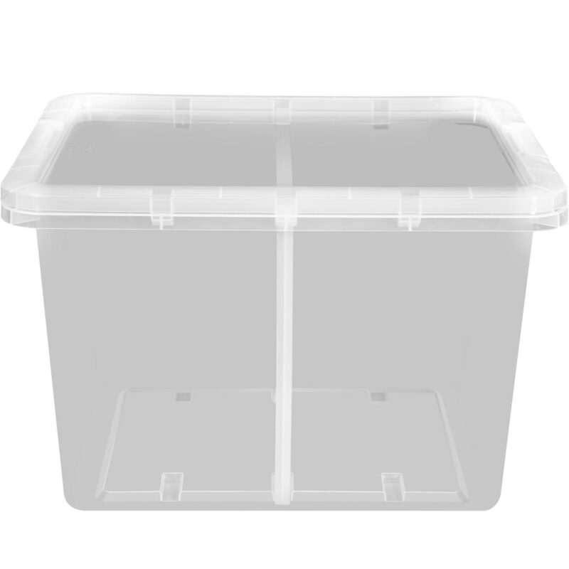 The Home Edit 70 Quart Clear Plastic Storage Bin with Divider, Adult, Set of 4 - Image 5