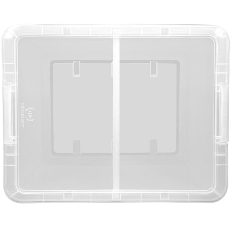 The Home Edit 70 Quart Clear Plastic Storage Bin with Divider, Adult, Set of 4 - Image 3