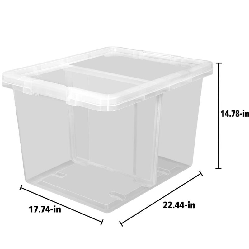 The Home Edit 70 Quart Clear Plastic Storage Bin with Divider, Adult, Set of 4 - Image 14