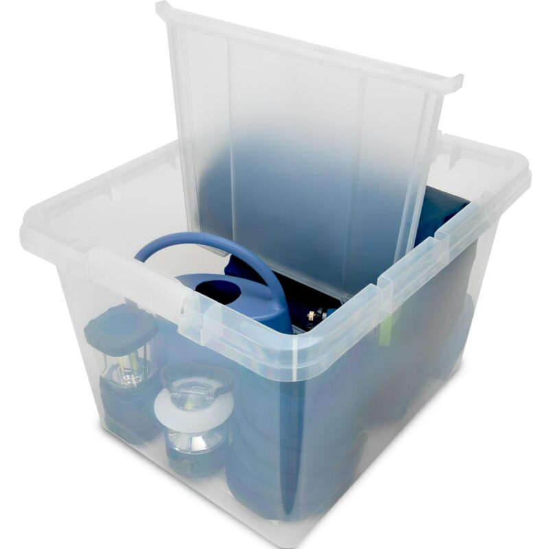 The Home Edit 70 Quart Clear Plastic Storage Bin with Divider, Adult, Set of 4 - Image 10