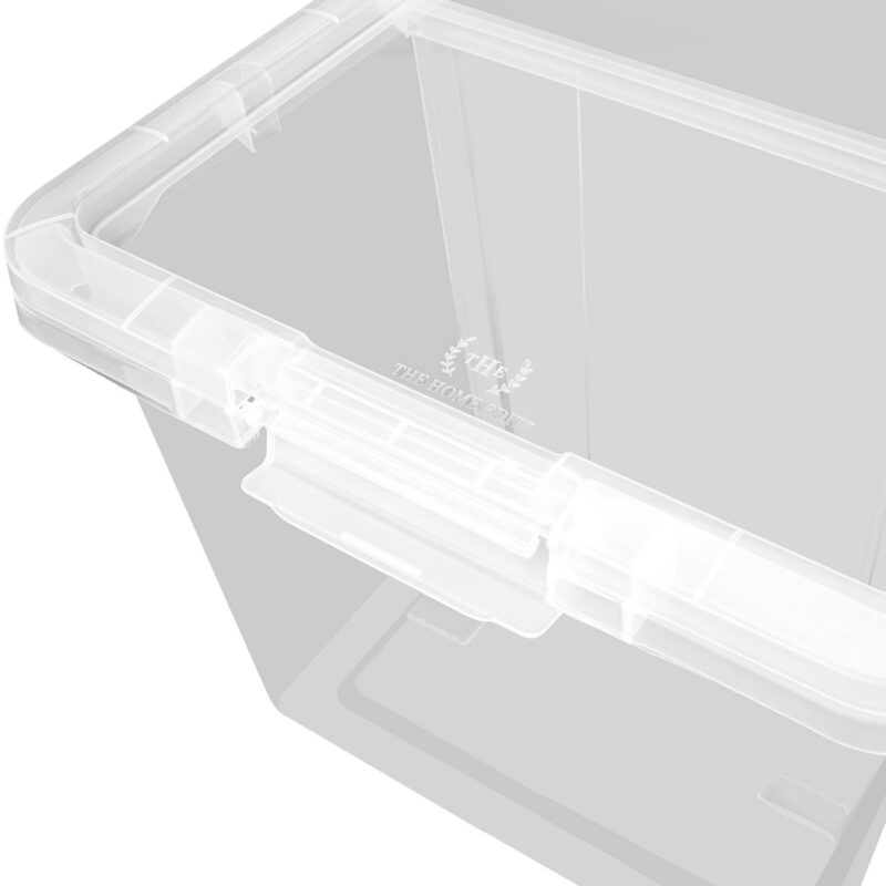 The Home Edit 70 Quart Clear Plastic Storage Bin with Divider, Adult, Set of 4 - Image 12