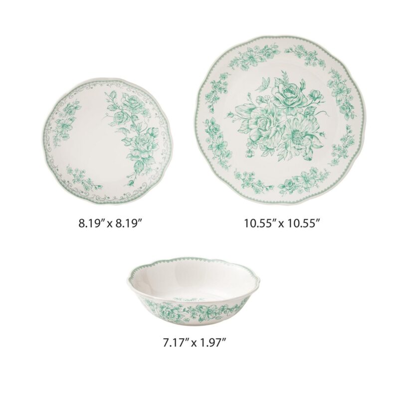 The Pioneer Woman Agatha Green 12-Piece Stoneware Dinnerware Set - Image 6