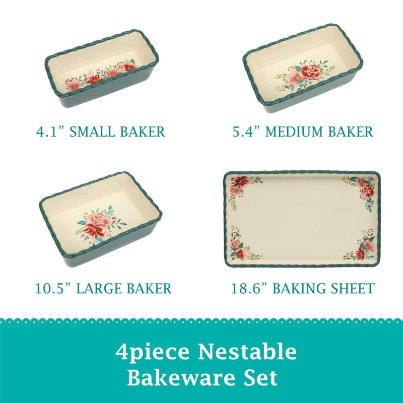 The Pioneer Woman Merry Meadow 4-Piece Nesting Ceramic Bakeware Set - Image 16