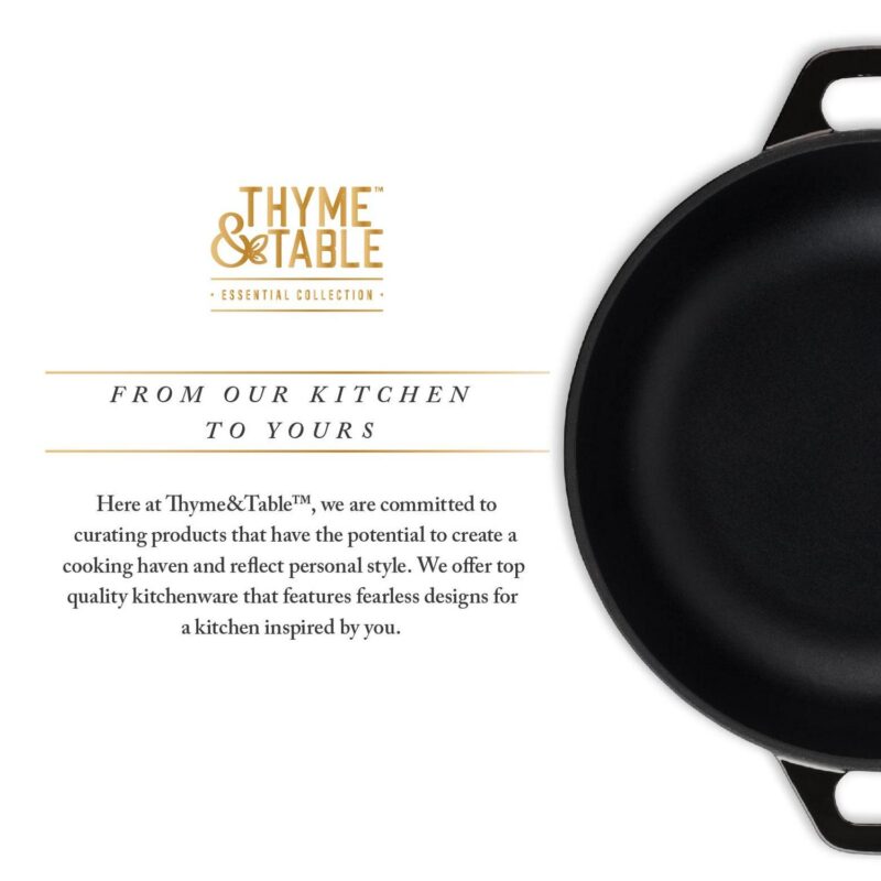 Thyme and Table 5.2 QT Enameled Cast Iron Braiser, Black - Image 6
