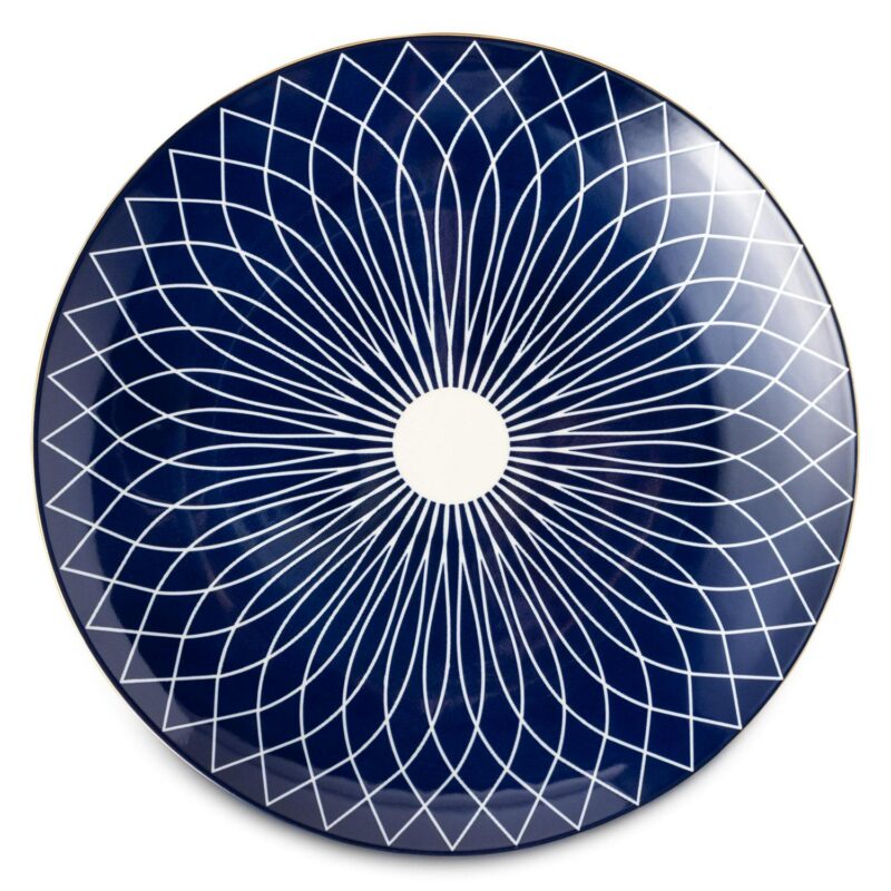 Thyme and Table Blue and White Calypso Collection, 12-Piece Stoneware Dinnerware Set - Image 7