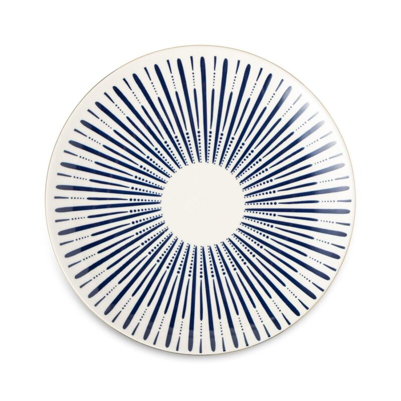 Thyme and Table Blue and White Calypso Collection, 12-Piece Stoneware Dinnerware Set - Image 8