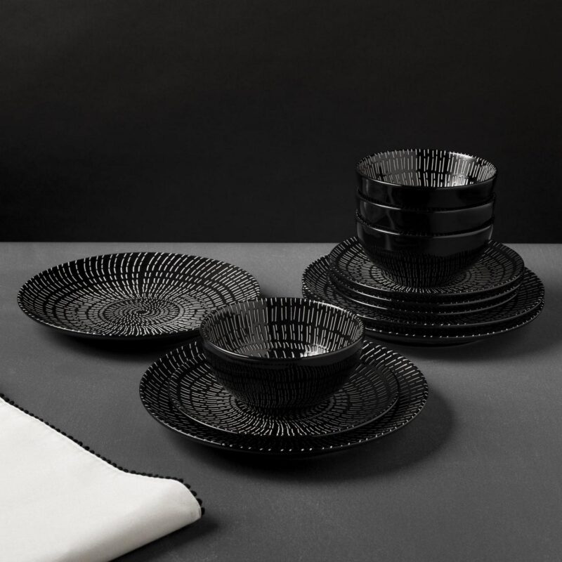 Thyme and Table, Maddox Collection, 12-Piece Stoneware Dinnerware Set - Image 7