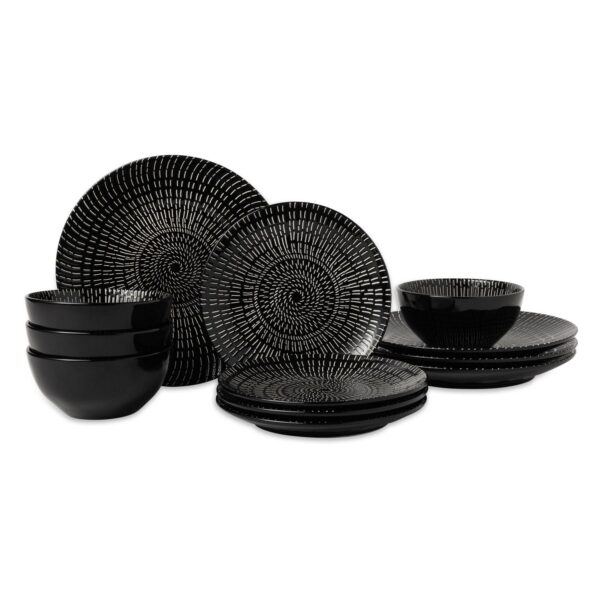 Thyme and Table, Maddox Collection, 12-Piece Stoneware Dinnerware Set