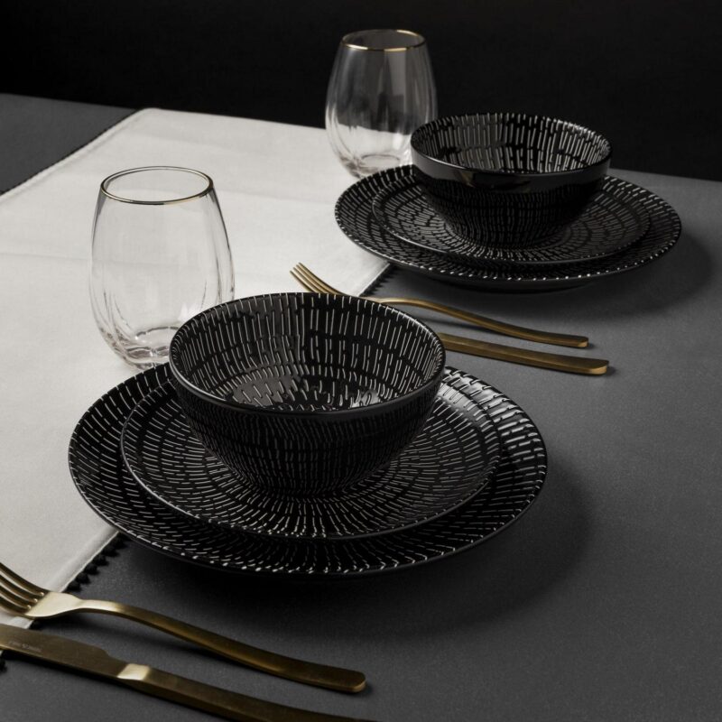 Thyme and Table, Maddox Collection, 12-Piece Stoneware Dinnerware Set - Image 10