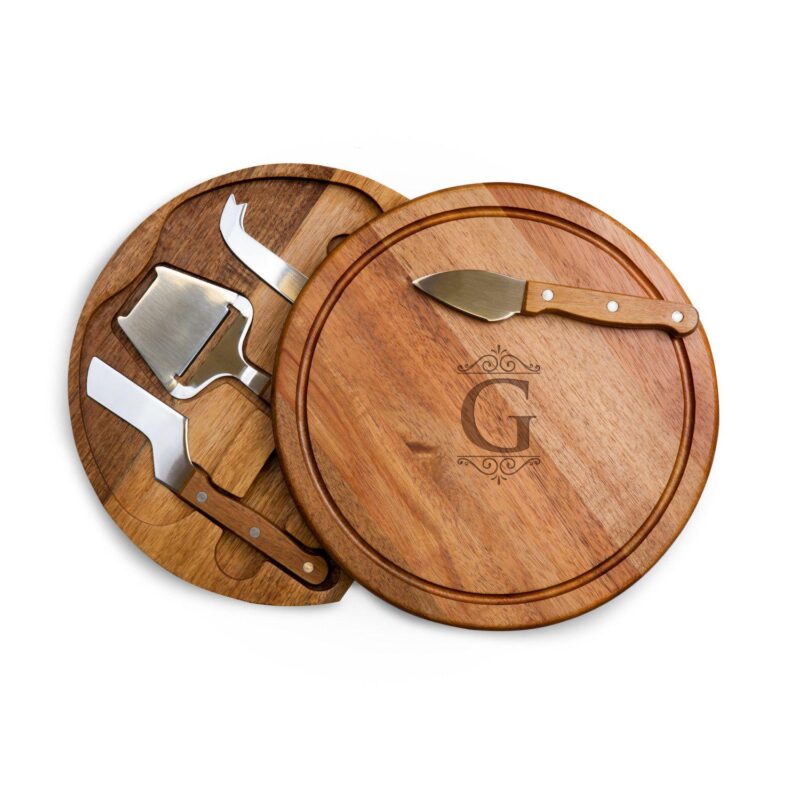 Toscana Monogram Acacia Circo Cheese Cutting Board and Tools Set - Image 11