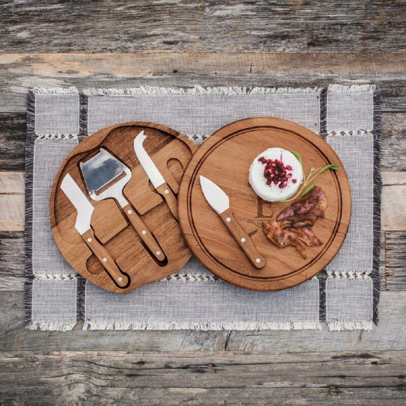 Toscana Monogram Acacia Circo Cheese Cutting Board and Tools Set - Image 2