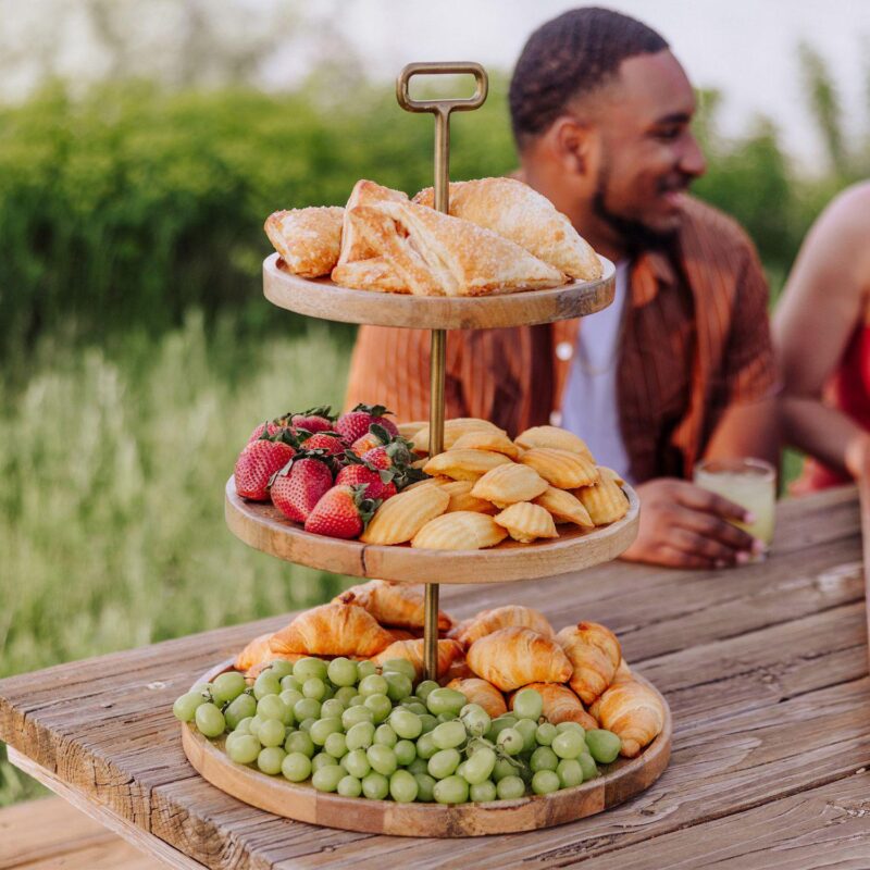Toscana Tapas 3-Tier Mango Wood Serving Tray - Image 2