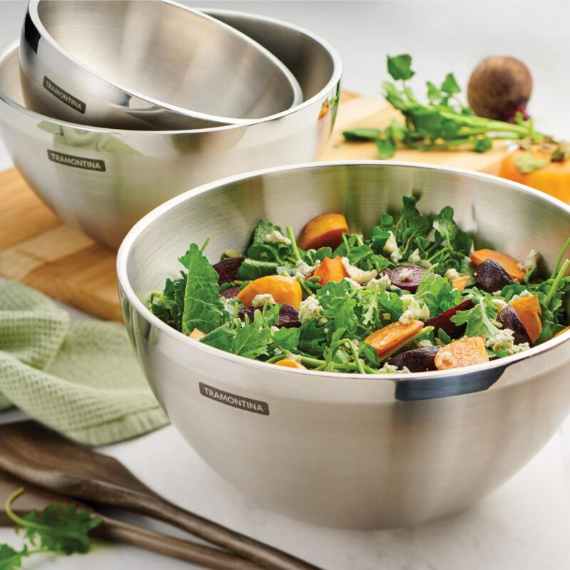 Tramontina 3 Pack Mixing Bowls - Stainless Steel - Double-Wall - Gourmet 80202/008DS - Image 6