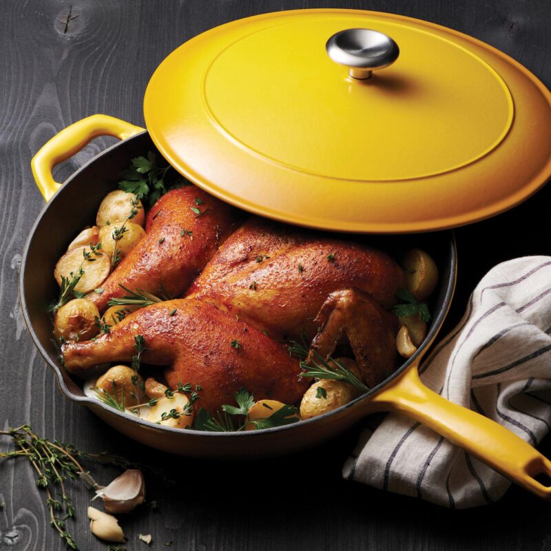 Tramontina Enameled Cast-Iron 12-in. Covered Skillet - Image 4