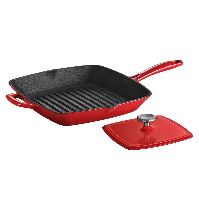 Tramontina Enameled Cast-Iron Grill Pan With Press - Image 7