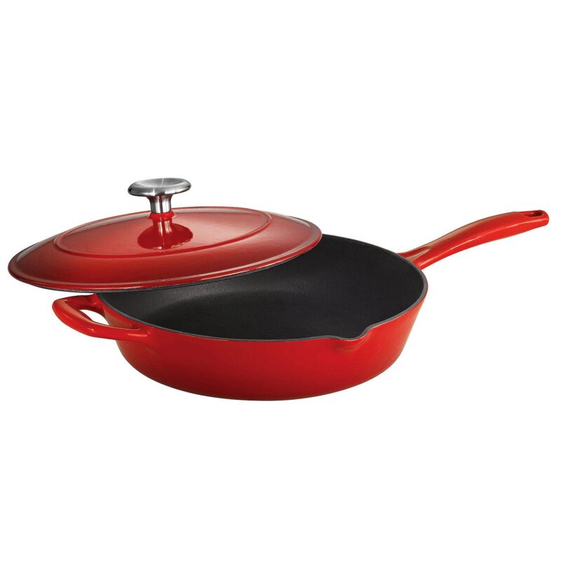 Tramontina Enameled Cast-Iron 10-in. Covered Skillet - Image 6