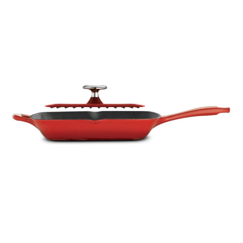 Tramontina Enameled Cast-Iron Grill Pan With Press - Image 4