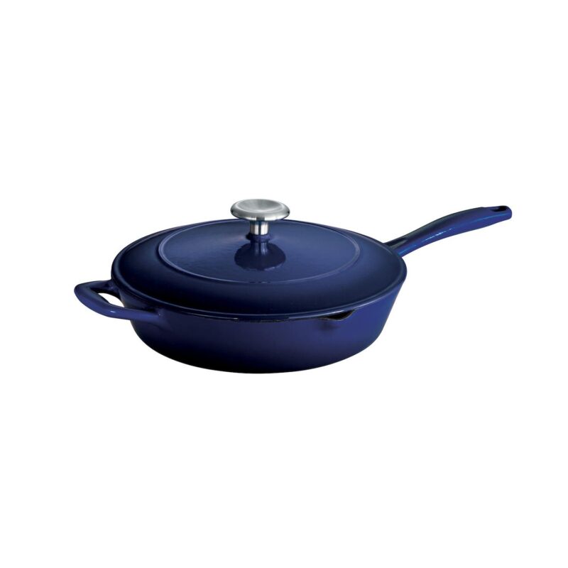 Tramontina Enameled Cast-Iron 10-in. Covered Skillet - Image 2
