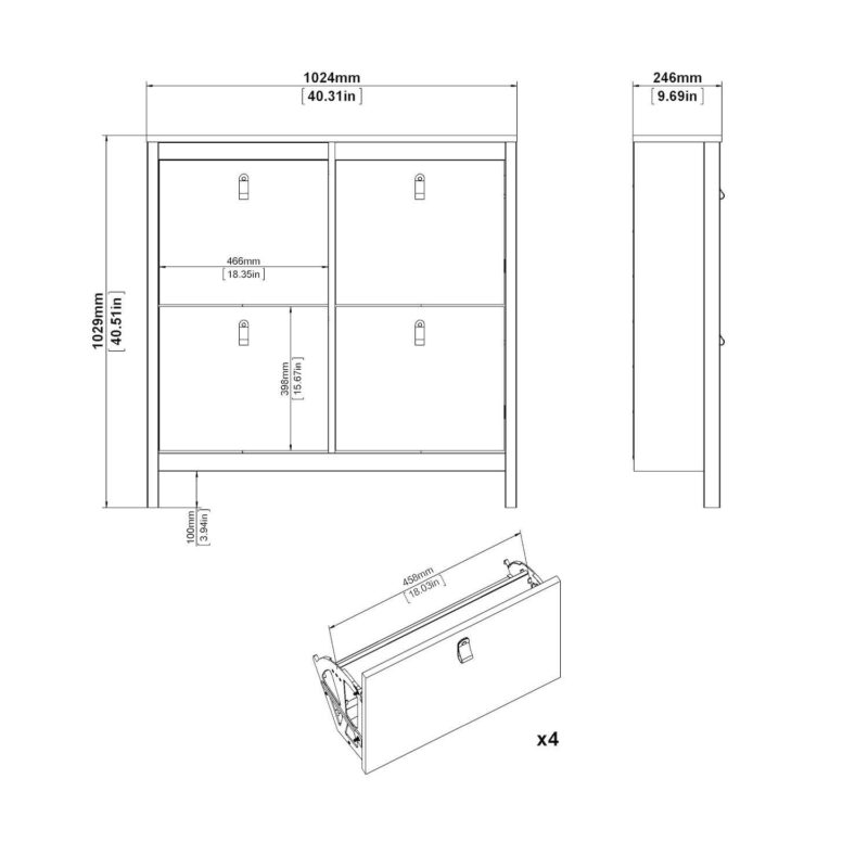 Tvilum Madrid 4-Drawer Shoe Cabinet Floor Decor - Image 11
