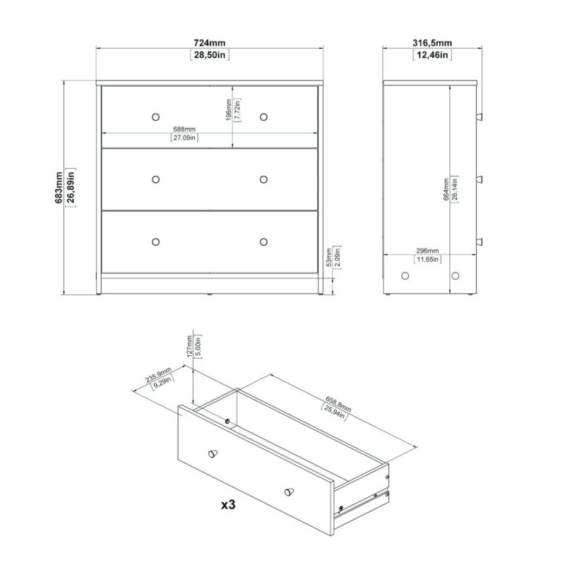 Tvilum Portland 3-Drawer Dresser - Image 4