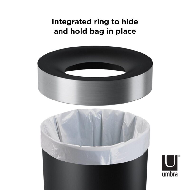 Umbra 16.5 gal Vento Plastic Lid Kitchen Trash Can, Black - Image 5