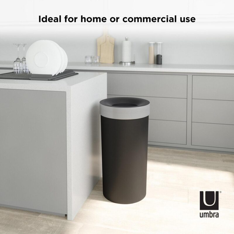 Umbra 16.5 gal Vento Plastic Lid Kitchen Trash Can, Black - Image 6