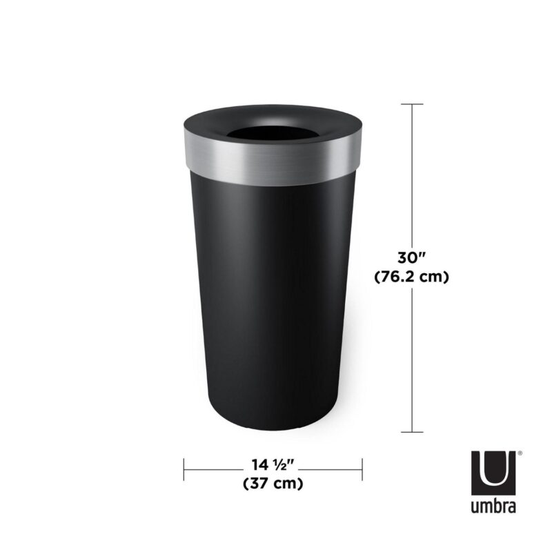 Umbra 16.5 gal Vento Plastic Lid Kitchen Trash Can, Black - Image 2
