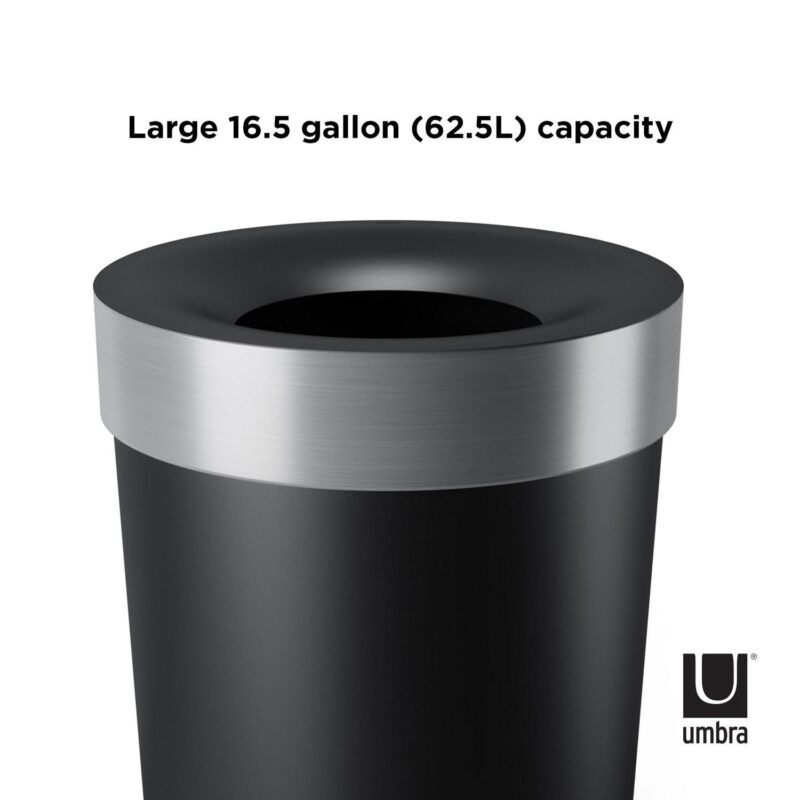 Umbra 16.5 gal Vento Plastic Lid Kitchen Trash Can, Black - Image 4