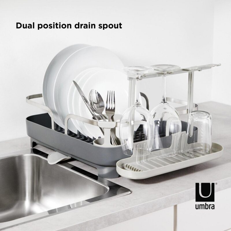 Umbra Holster Dish Racka Molded Plastic Dish Drying Rack With Drainage Spout, Charcoal - Image 6