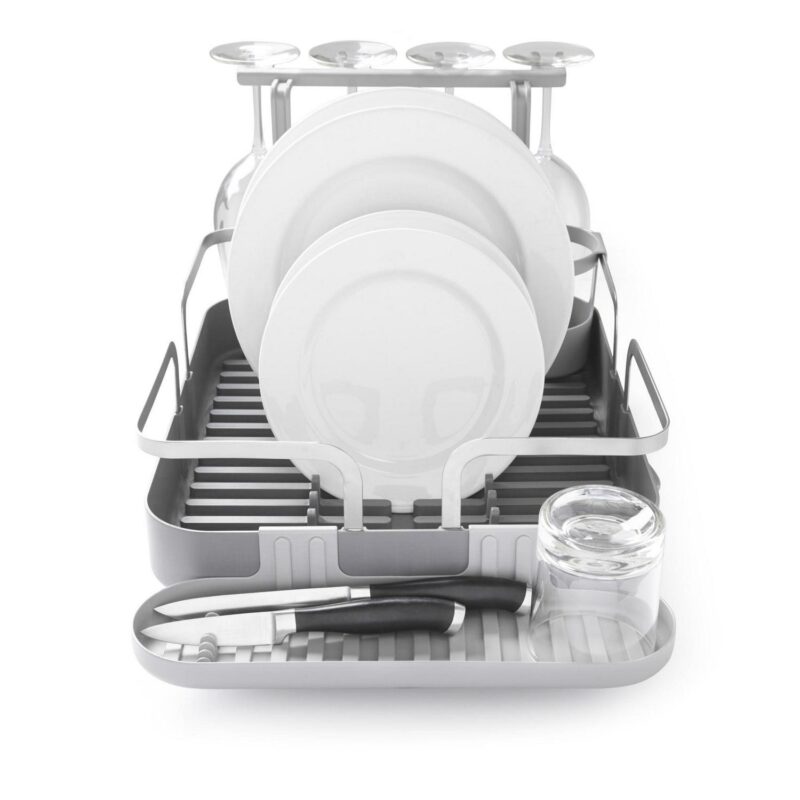 Umbra Holster Dish Racka Molded Plastic Dish Drying Rack With Drainage Spout, Charcoal - Image 12