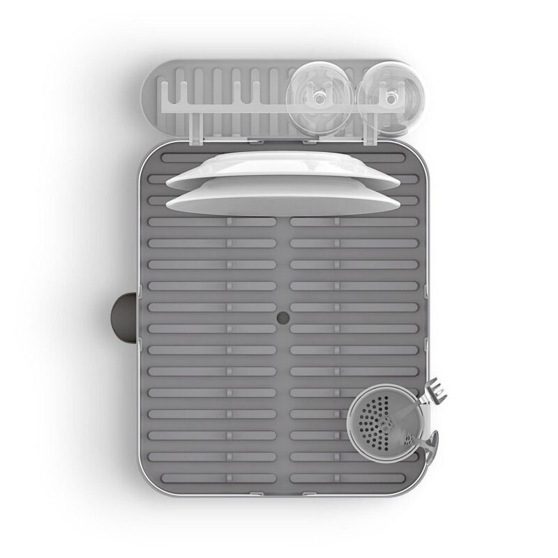 Umbra Holster Dish Racka Molded Plastic Dish Drying Rack With Drainage Spout, Charcoal - Image 9