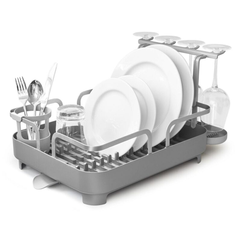 Umbra Holster Dish Racka Molded Plastic Dish Drying Rack With Drainage Spout, Charcoal - Image 7