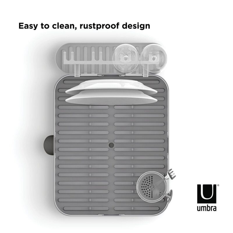 Umbra Holster Dish Racka Molded Plastic Dish Drying Rack With Drainage Spout, Charcoal - Image 5