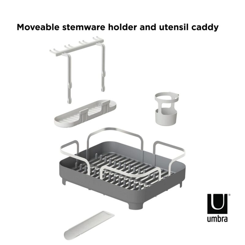 Umbra Holster Dish Racka Molded Plastic Dish Drying Rack With Drainage Spout, Charcoal - Image 4