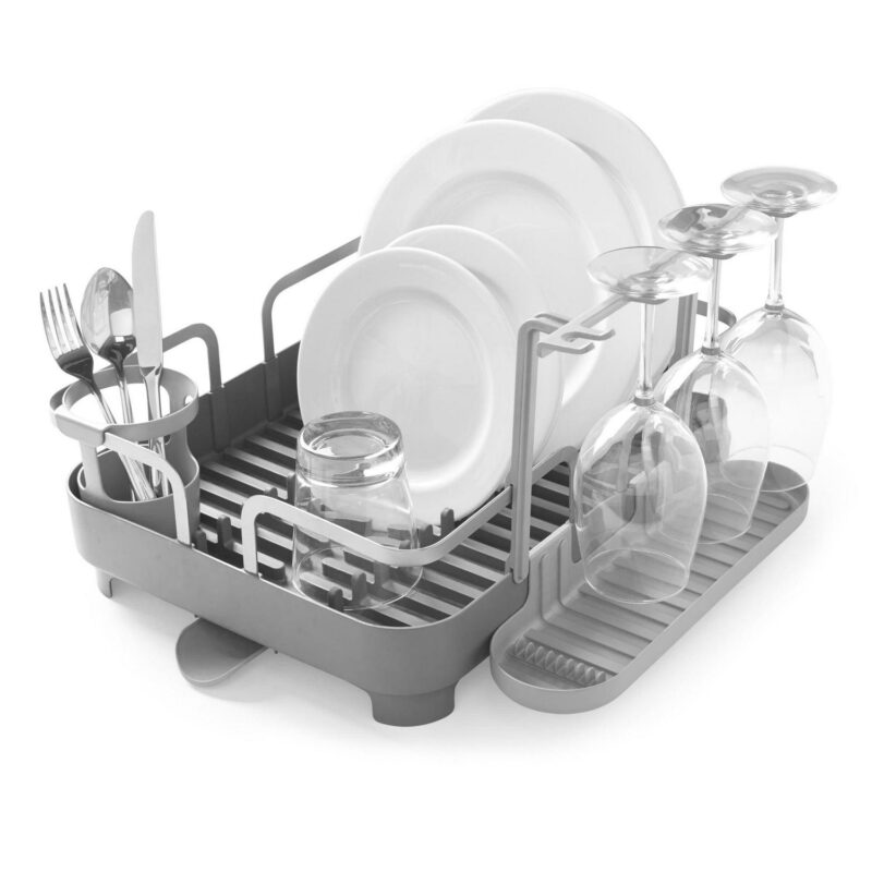 Umbra Holster Dish Racka Molded Plastic Dish Drying Rack With Drainage Spout, Charcoal - Image 8