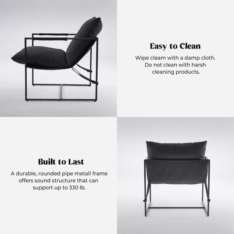 Unikome Metal Frame Sling Back Accent Chair Metal Lounge Chair with Loose Cushions - Image 5