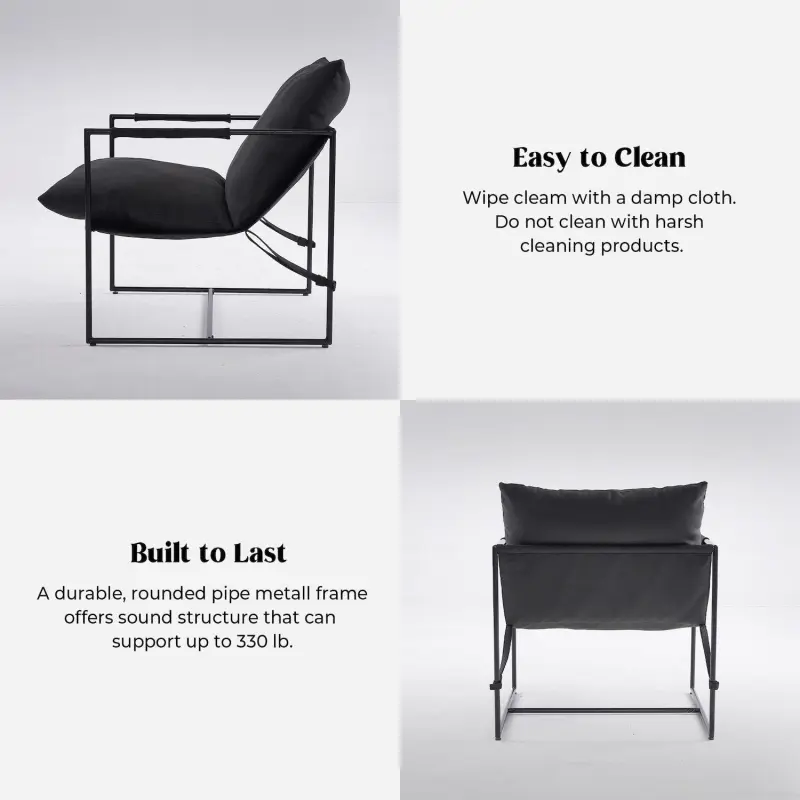Unikome Metal Frame Sling Back Accent Chair Metal Lounge Chair with Loose Cushions - Image 5