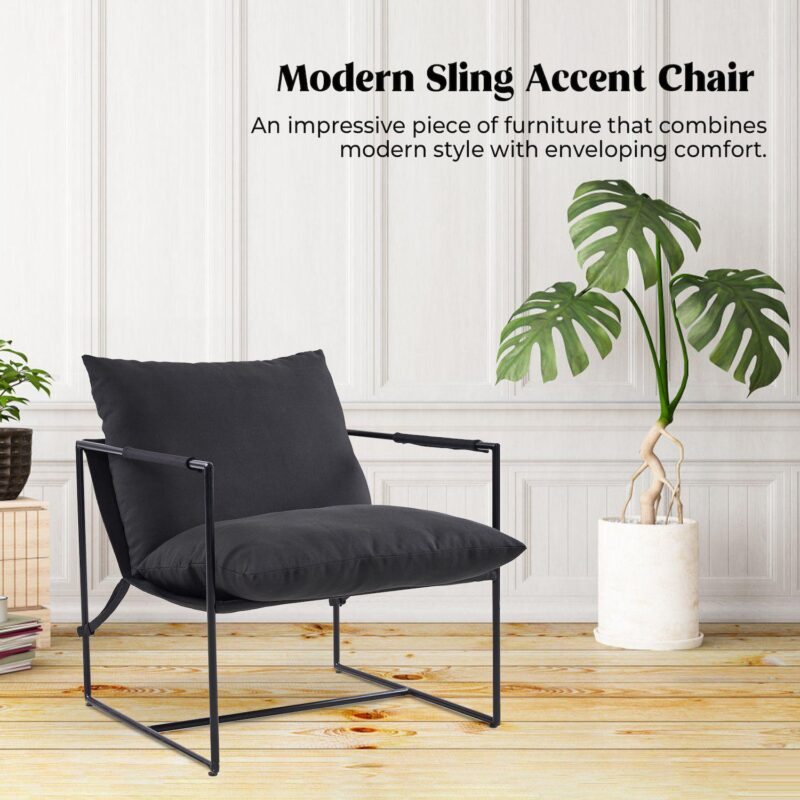 Unikome Metal Frame Sling Back Accent Chair Metal Lounge Chair with Loose Cushions - Image 8