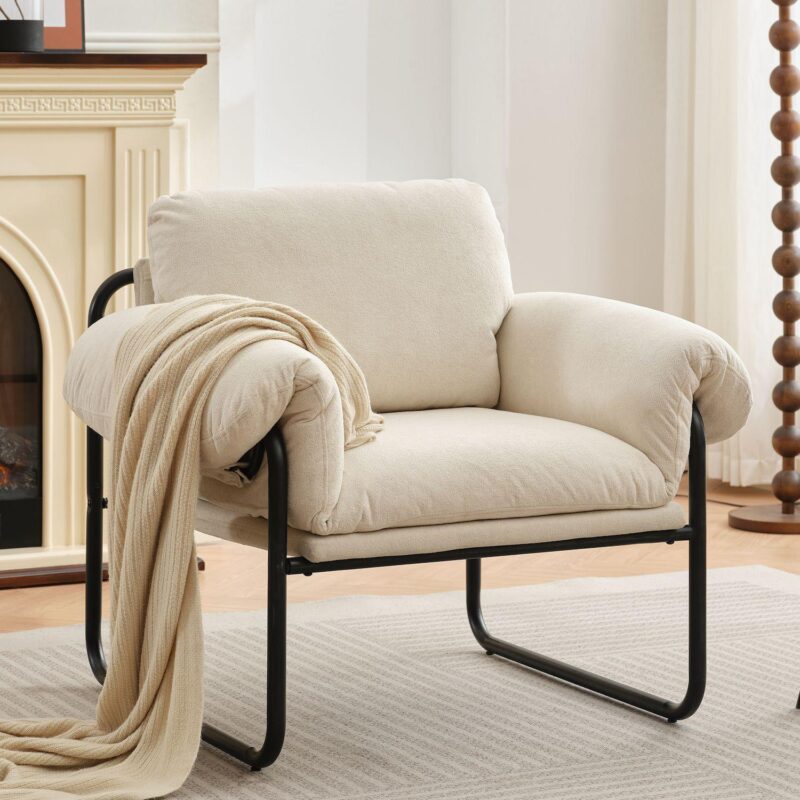 Upholstered Accent Chair with Solid Metal Framework - Image 2