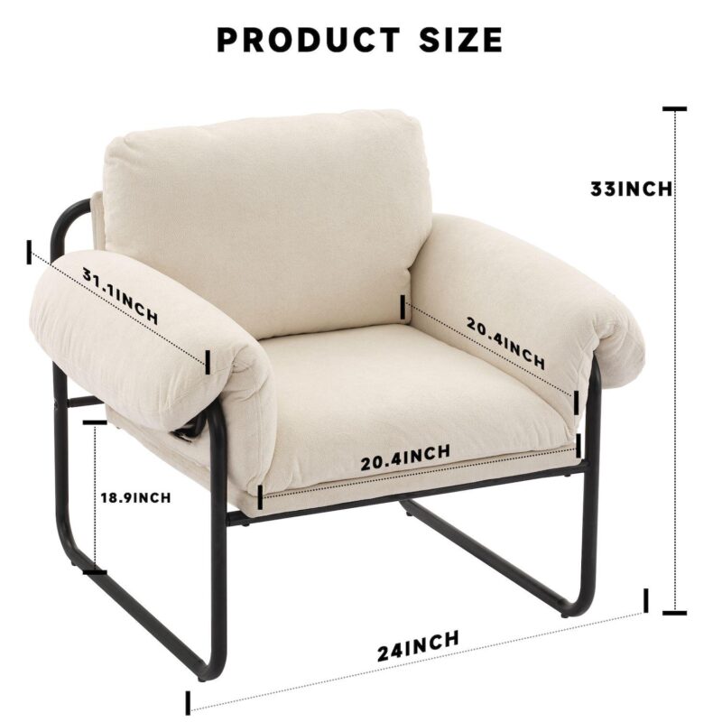 Upholstered Accent Chair with Solid Metal Framework - Image 5