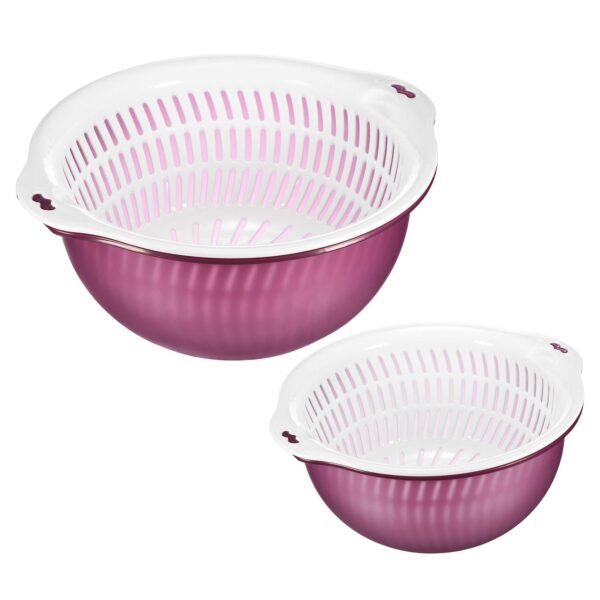 Vegetable Storage Basket Colander Double Drain Basket 2Pcs, Large and Medium