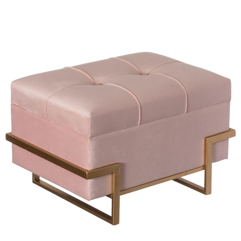 Velvet Storage Ottoman Stool with Abstract Legs - Image 9