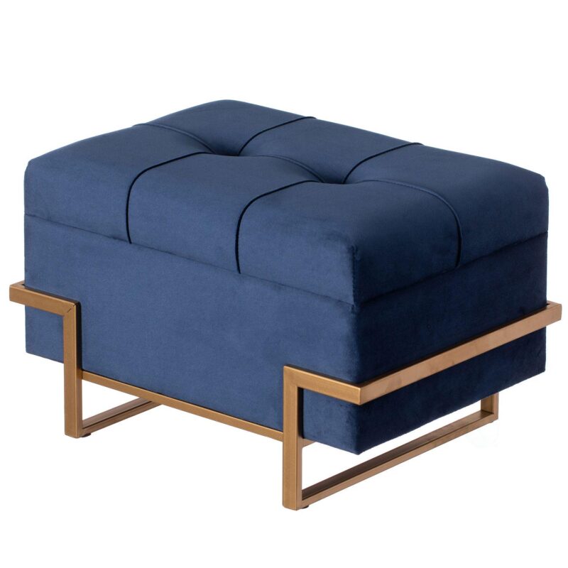 Velvet Storage Ottoman Stool with Abstract Legs - Image 7