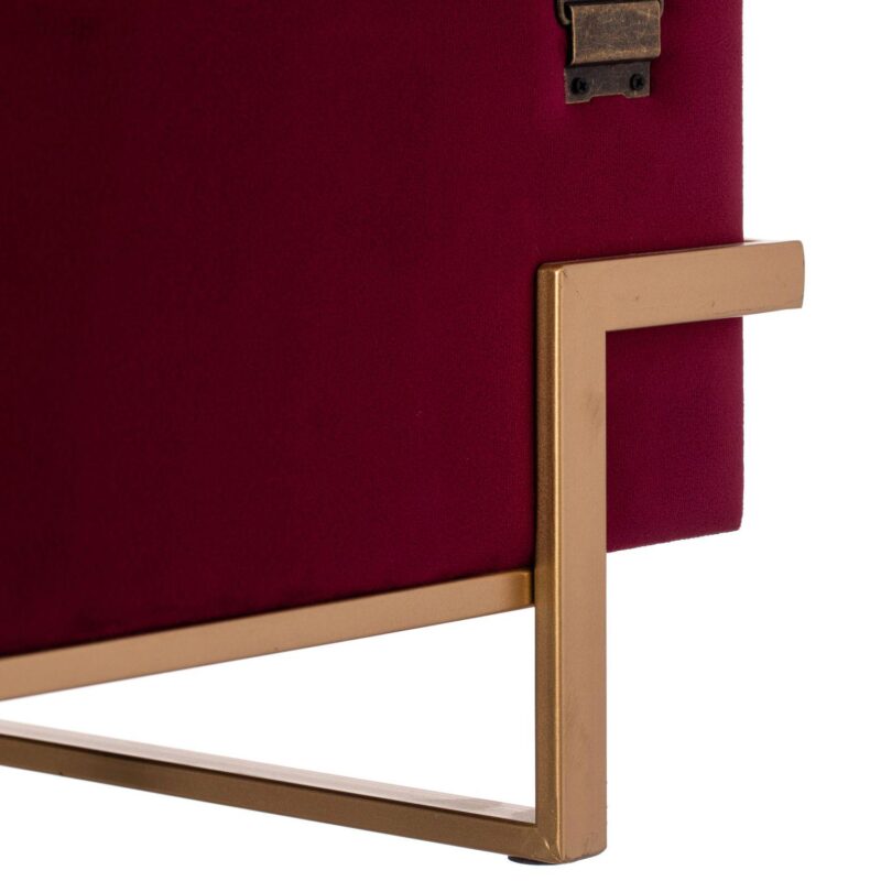 Velvet Storage Ottoman Stool with Abstract Legs - Image 4