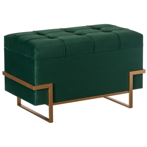 Velvet Storage Ottoman Stool with Abstract Legs